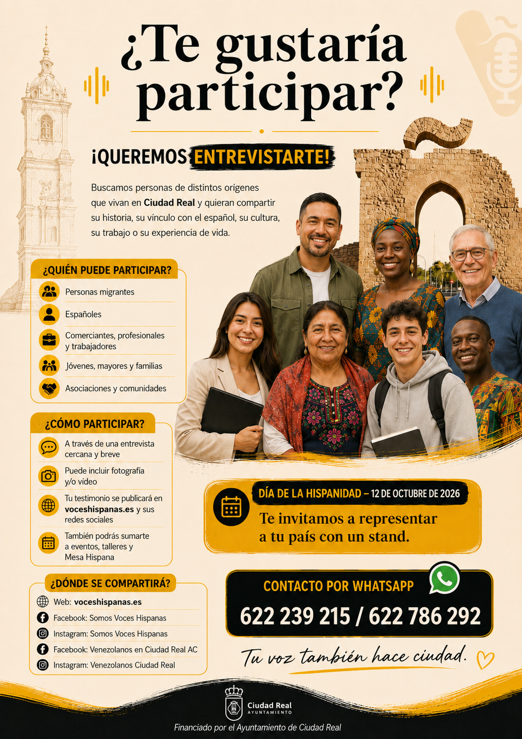 Reverso del folleto A4 de Voces Hispanas